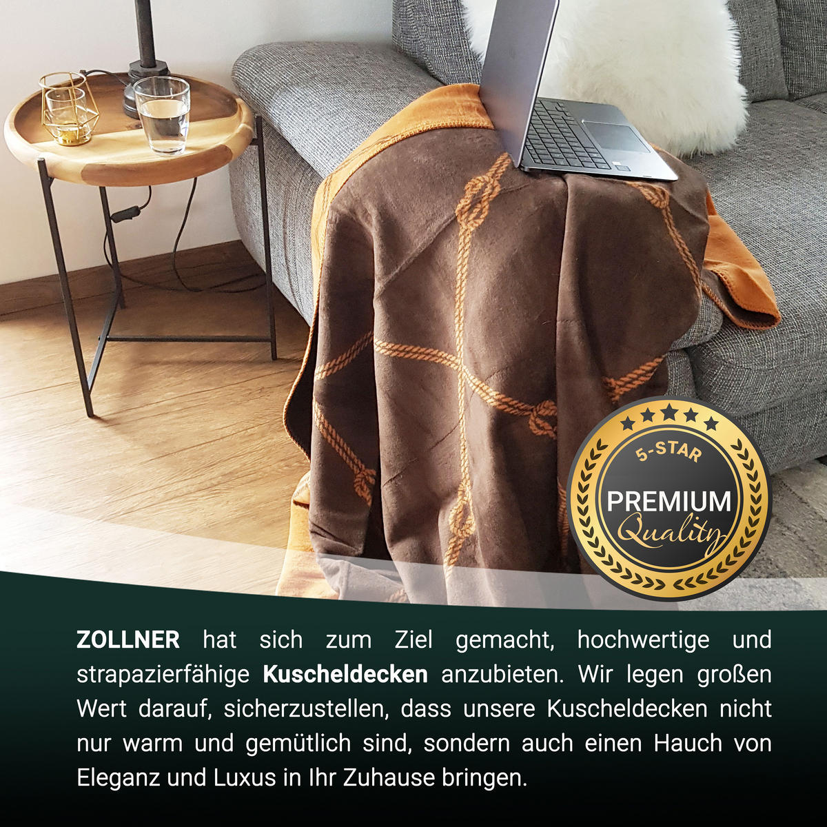 KUSCHELDECKE, 150x200 cm, 60% Baumwolle, 40% Polyacryl, Braun - Braun, Naturmaterialien (150/200cm) - Zollner