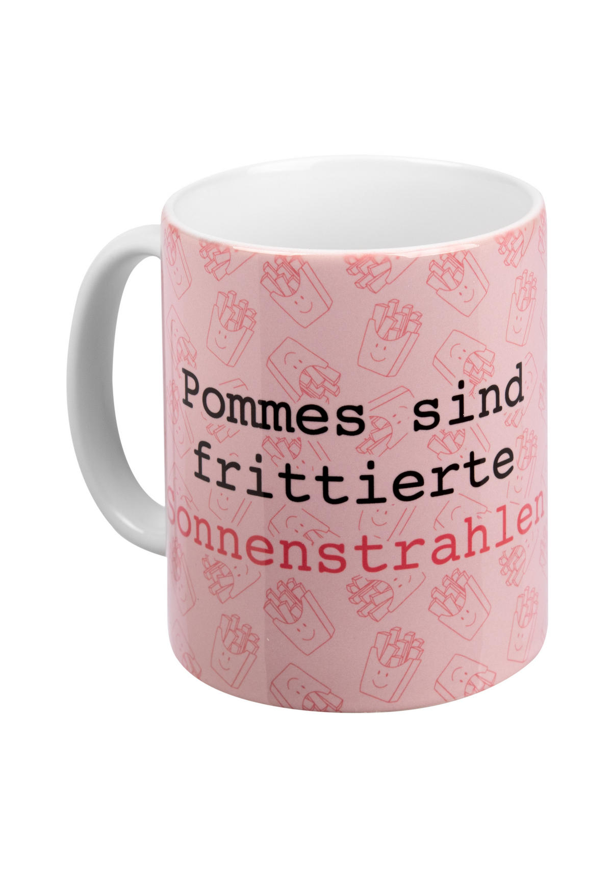KAFFEEBECHER Pommes sind frittierte Sonnenstrahlen Rosa/Weiß 320ml - Rosa, Keramik (0.32L) - United Labels