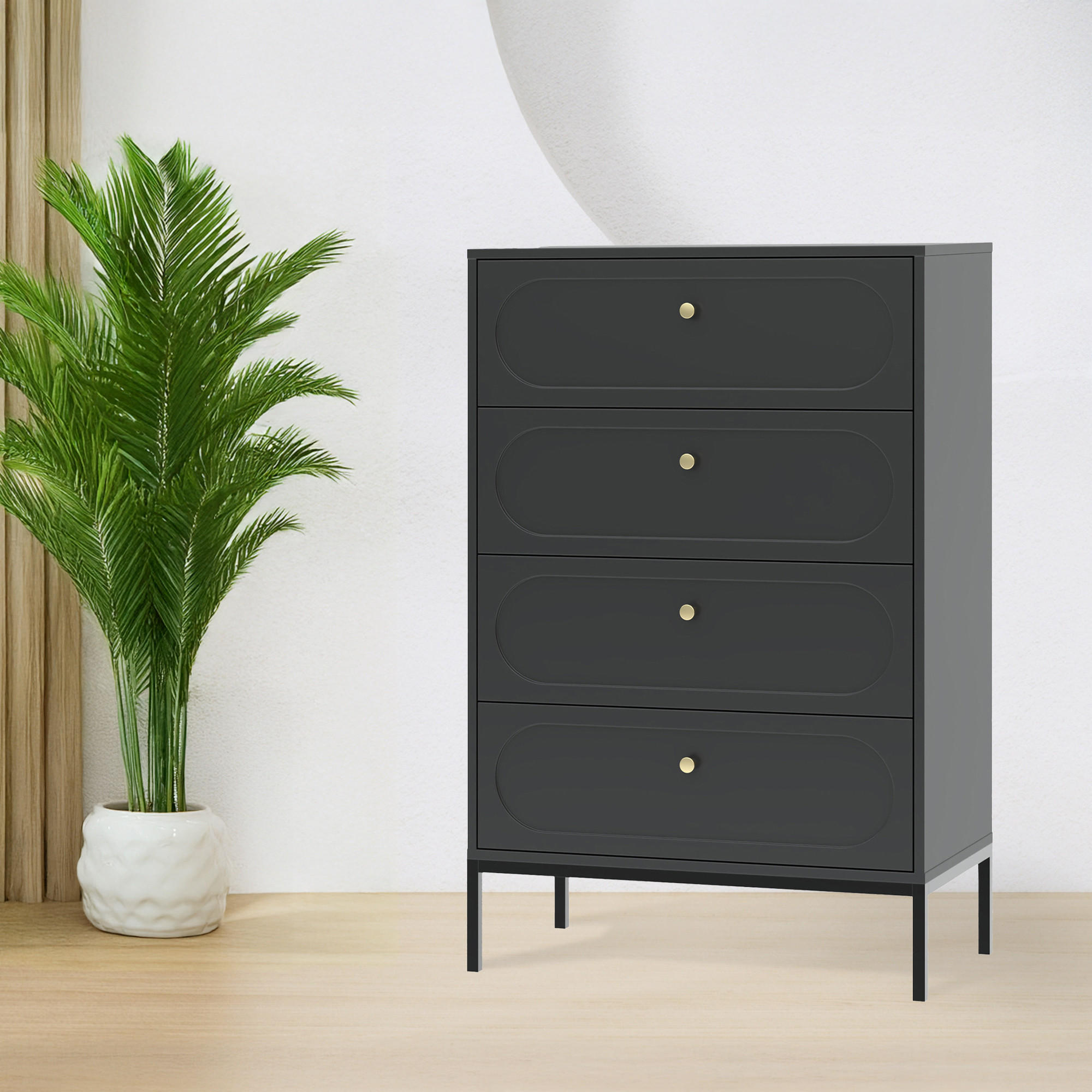 KOMMODE TILA, Schwarz - Schwarz, Holzwerkstoff (75.9/115.5/40cm) - KONSIMO®