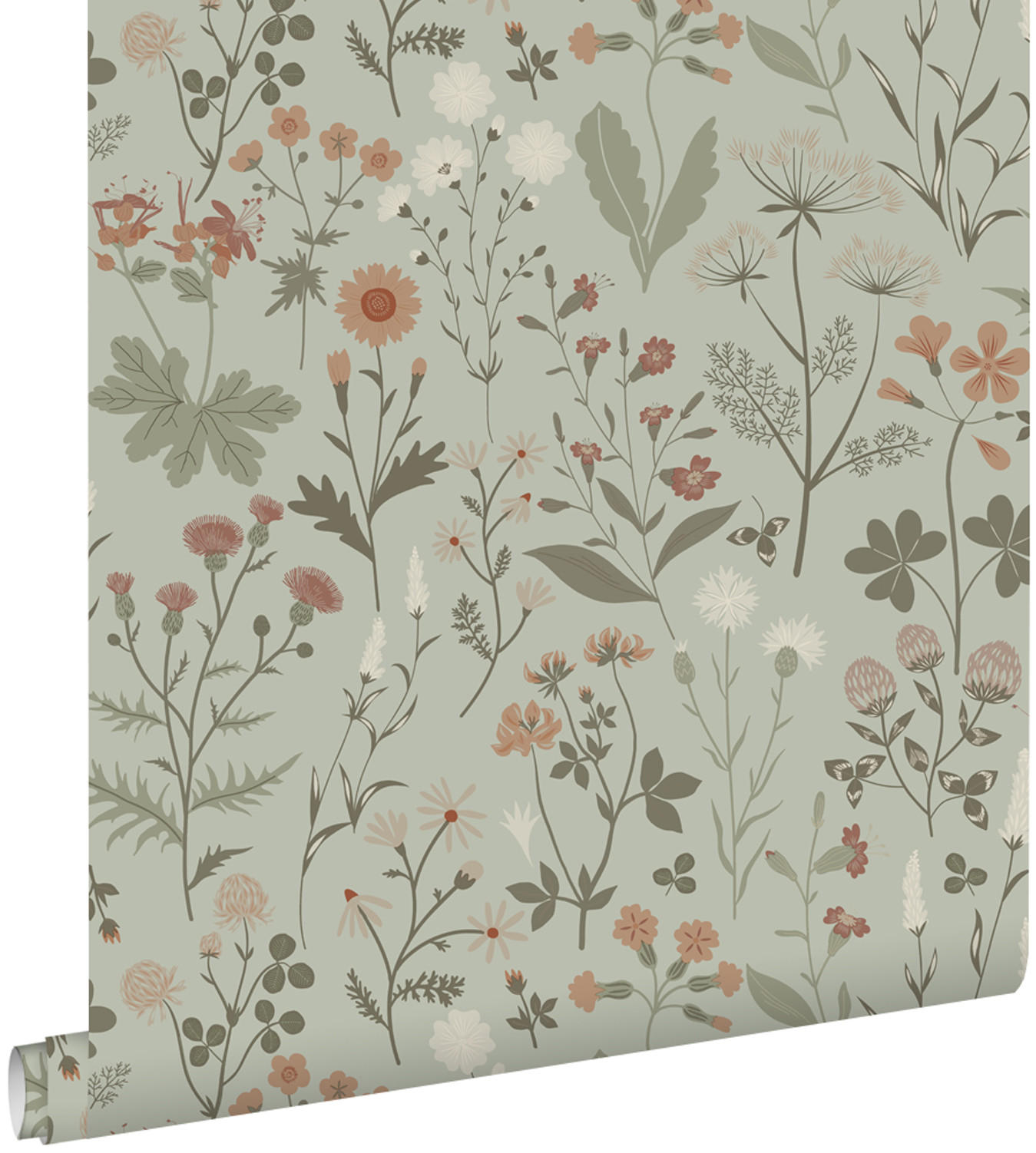 TAPETE Feldblumen 53 cm x 10.05 m - Grün, Papier (53/1000cm) - ESTAhome