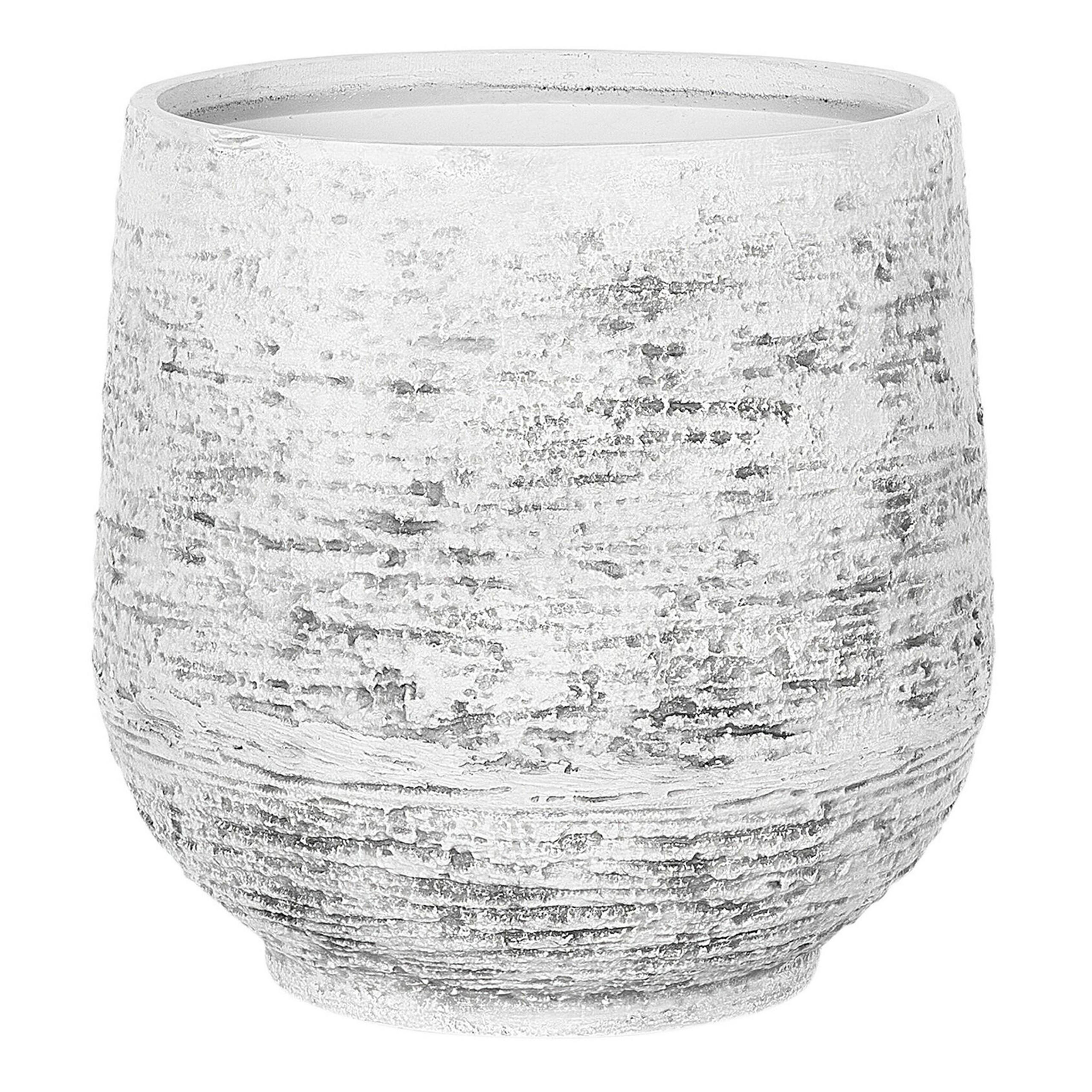 BLUMENTOPF hellgrau rund 32/32/37 cm Dioni - Hellgrau, Naturmaterialen (37cm) - Beliani