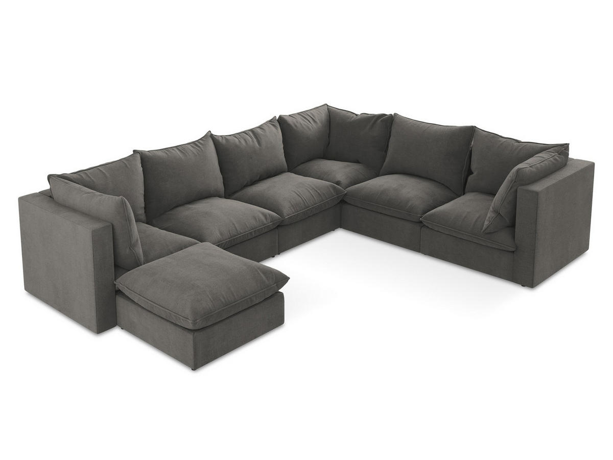 SOFAELEMENT Bouclé Stoff Grau - Hellgrau/Schwarz, Holzwerkstoff/Kunststoff (75/77/90cm) - Makamii