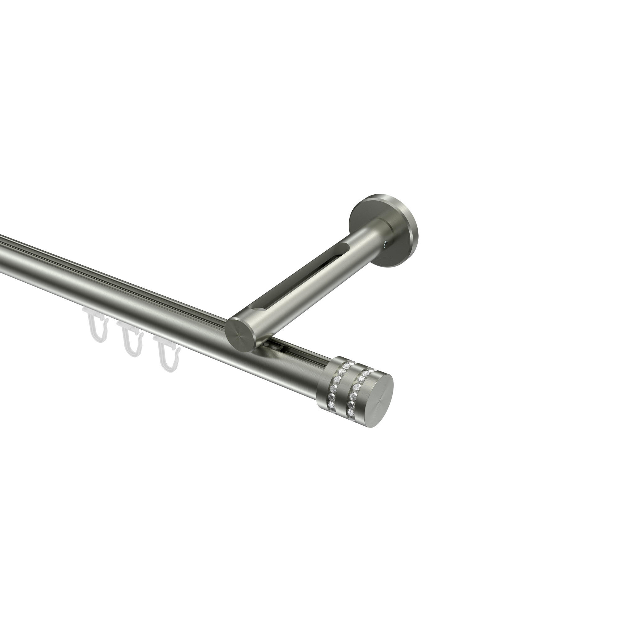 INNENLAUF-GARDINENSTANGEN-SET Siteno Estana 200 cm, 1-läufig, 20 mm Ø Edelstahl-Optik - Edelstahlfarben, Metall (200cm) - INTERDECO