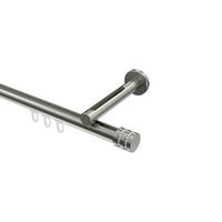 INNENLAUF-GARDINENSTANGEN-SET Siteno Estana 260 cm (geteilt in 2 x 130 cm), 1-läufig, 20 mm Ø Edelstahl-Optik - Edelstahlfarben, Metall (260cm) - INTERDECO