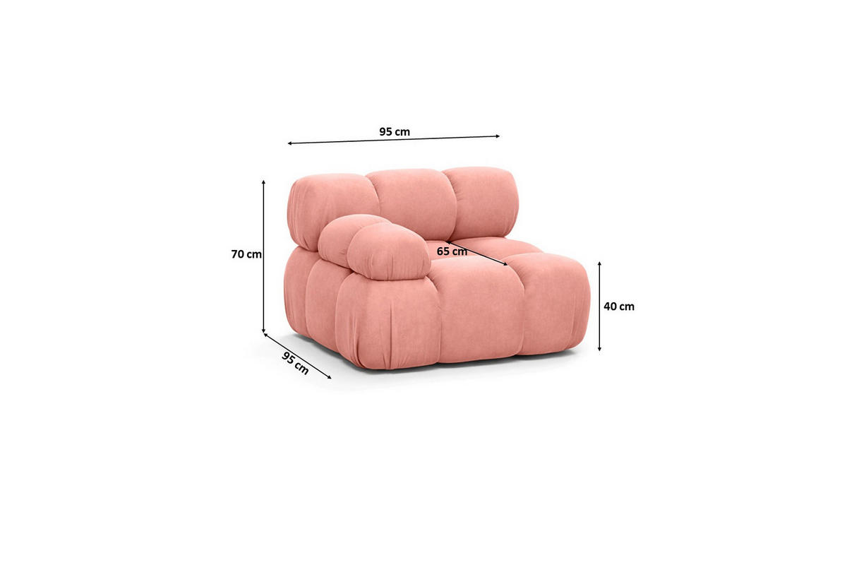 MODUL Seitlich, Für Modulares System, Stoff Salvador, Rosa, Links, Selia - Pink, Holz (95/70/95cm) - Kaiser Möbel