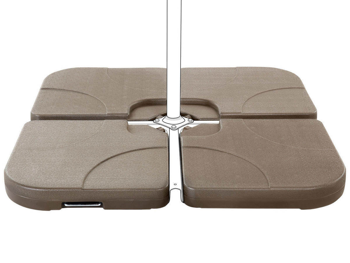 BESCHWERUNGSPLATTEN für Sonnenschirmständer braun 4 Stück befüllbar Caria - Braun, Kunststoff (52/52cm) - Beliani