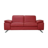 3-SITZER Sofa Genius Echtleder Rot - Rot, Leder/Metall (220/80/104cm)