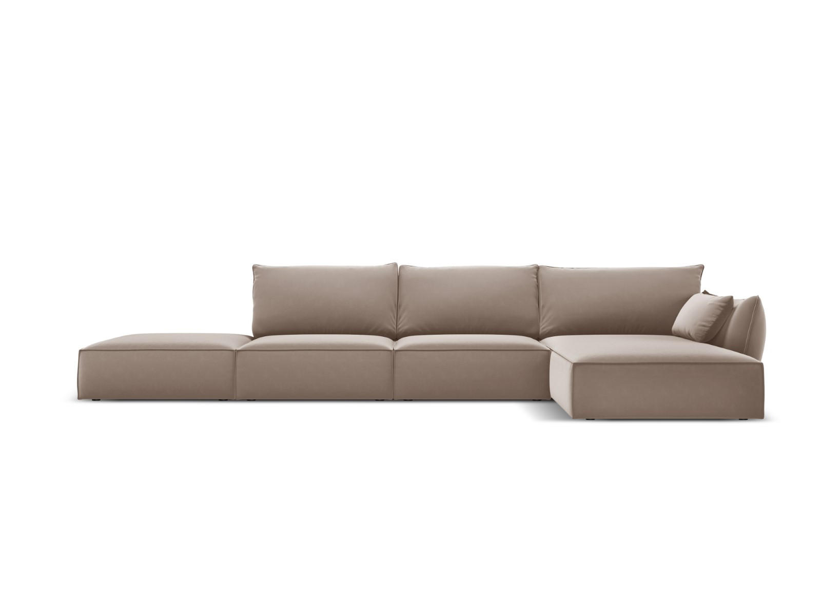 ECKSOFA rechts Kaelle aus Samt cappuccino 5 Sitzplätze - Cappuccino, Textil (171/364cm) - Micadoni