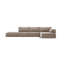 ECKSOFA rechts Kaelle aus Samt cappuccino 5 Sitzplätze - Cappuccino, Textil (171/364cm) - Micadoni