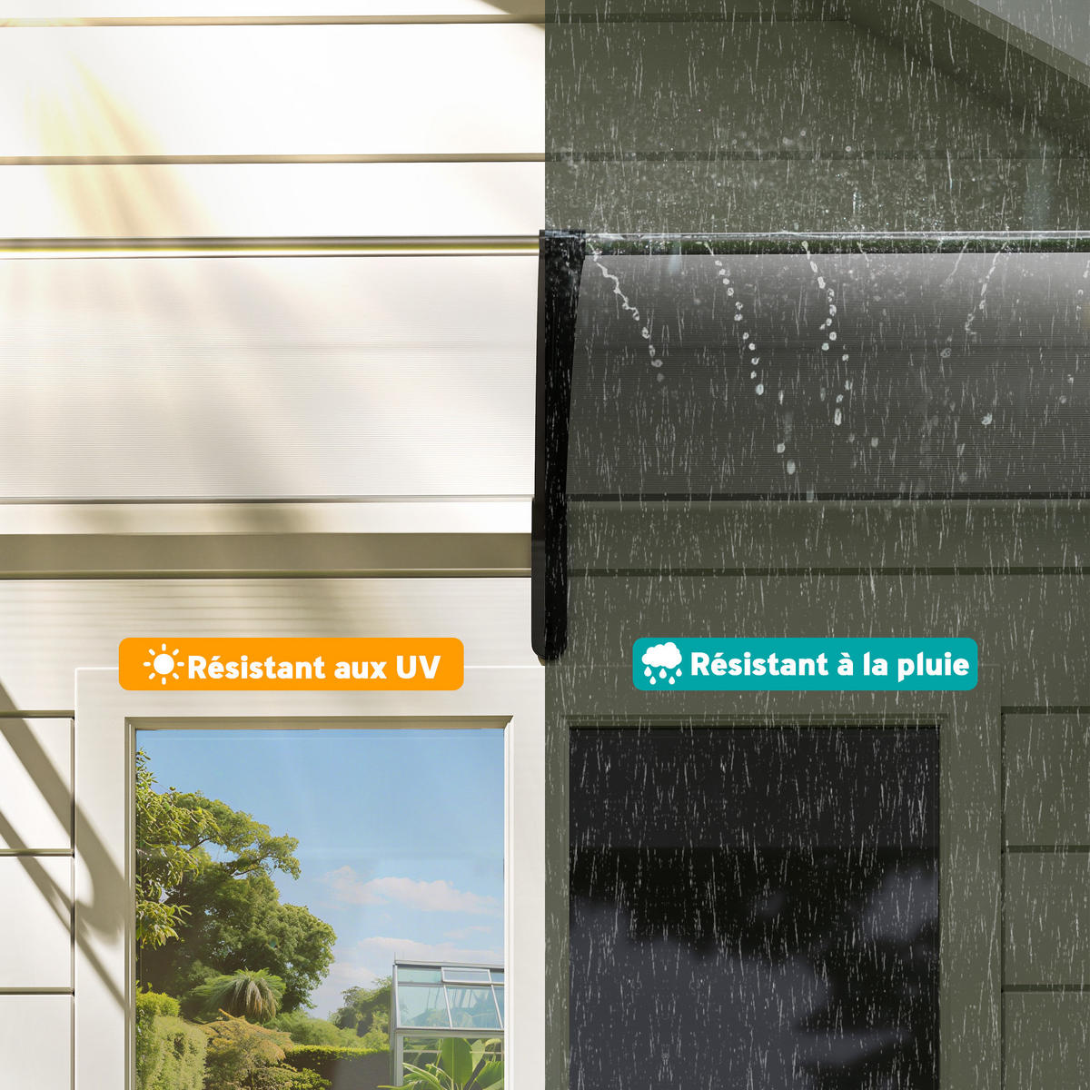VORDACH DE-13917 Polycarbonat/Aluminium 195/75 cm, UV-Schutz Transparent - Transparent, Kunststoff (75/23/195cm) - ComfortXL