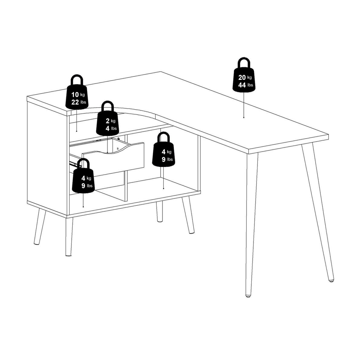 SCHREIBTISCH Weiß, Eiche 81/145.1/75.8 cm - Weiß, Holzwerkstoff (81/145.1/75.8cm) - DMORA