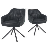 ARMLEHNSTUHL Mika-Maya 2er-Set - Schwarz, Textil/Metall (60/82/61cm) - DUBI Möbel
