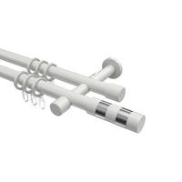 GARDINENSTANGEN-SET Prestige Mavell 200 cm, 2-läufig, 20 mm Ø Weiß - Chromfarben/Weiß, Metall (200cm) - INTERDECO