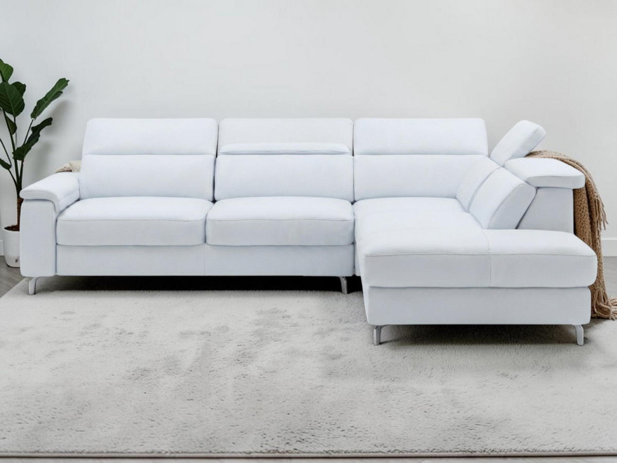 ECKSOFA Ambassador Echtleder Weiß - Weiß, Leder/Metall (272/224cm)