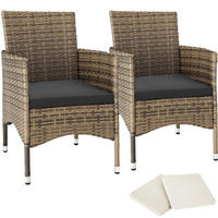 RATTANSTUHL 2er Set Nantes,59 x 57 x 85 cm,natur/dunkelgrau - Naturfarben, Kunststoff (57/85/59cm) - tectake