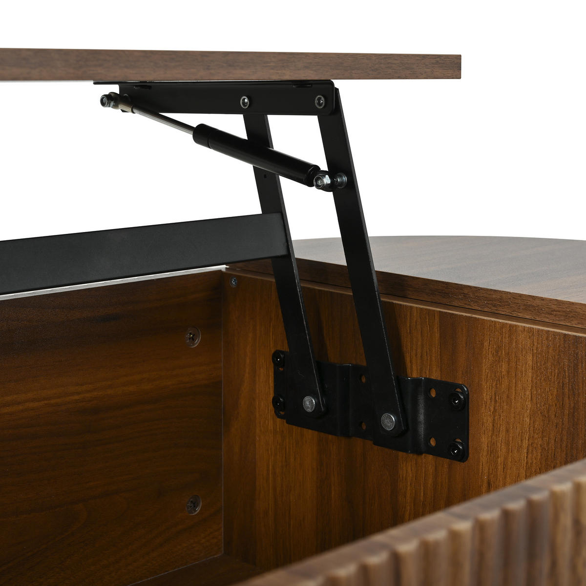 COUCHTISCH walnuss-optik oval höhenverstellbar mit stauraum - Walnussfarben, Holzwerkstoff (48/100/53.5cm) - Urban Meuble