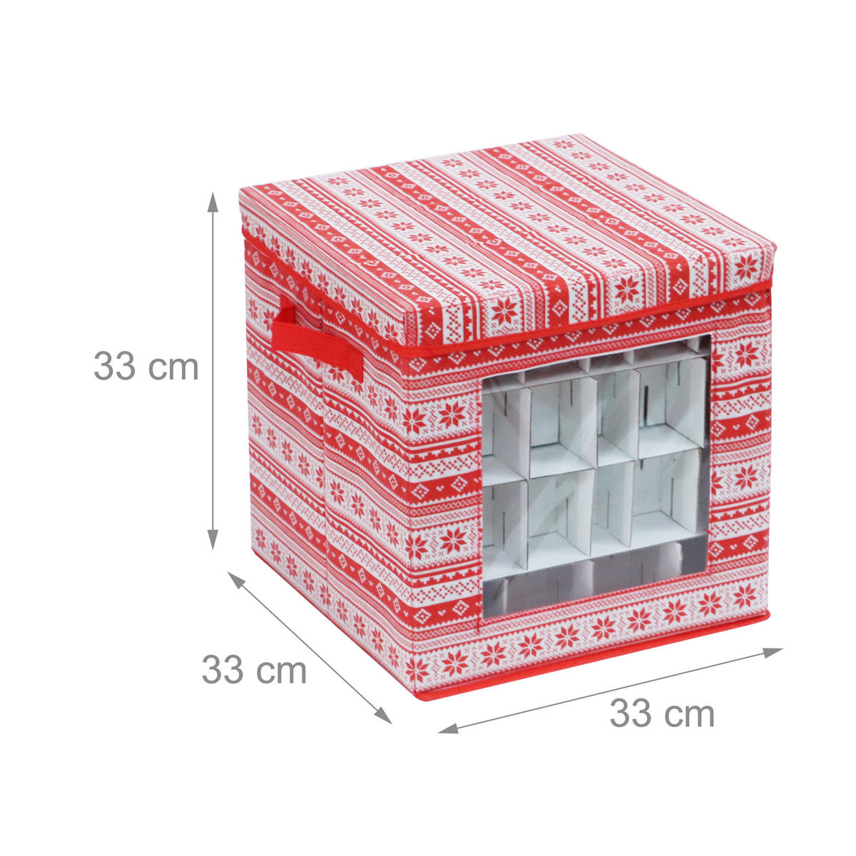 3XWEIHNACHTSKUGEL-AUFBEWAHRUNGSBOX - Multicolor, Wellpappe/Kunststoff (33/33/33cm) - Relaxdays