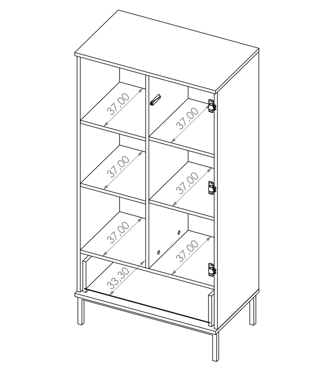 REGAL Queba 1T 1S Hellbraun 70/140/41 cm – Regal Holzoptik Wohnzimmer - Hellbraun/Schwarz, Holzwerkstoff (70/140/41cm) - AX Living