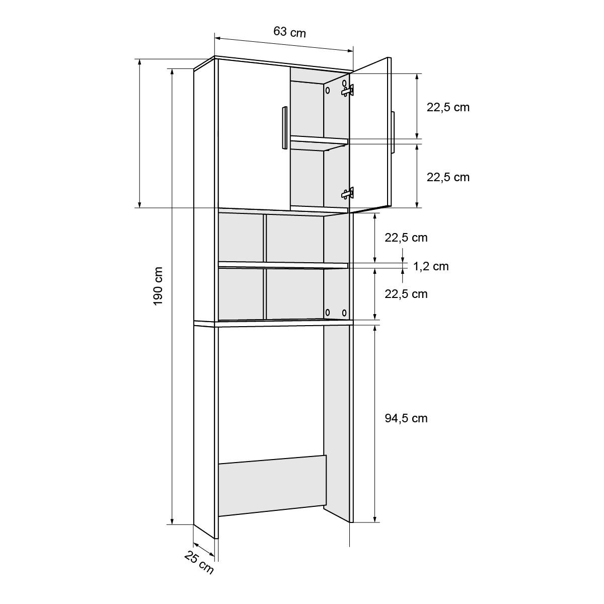 WASCHMASCHINENSCHRANK - Weiß, Holzwerkstoff (25/190/63cm) - ECD-Germany