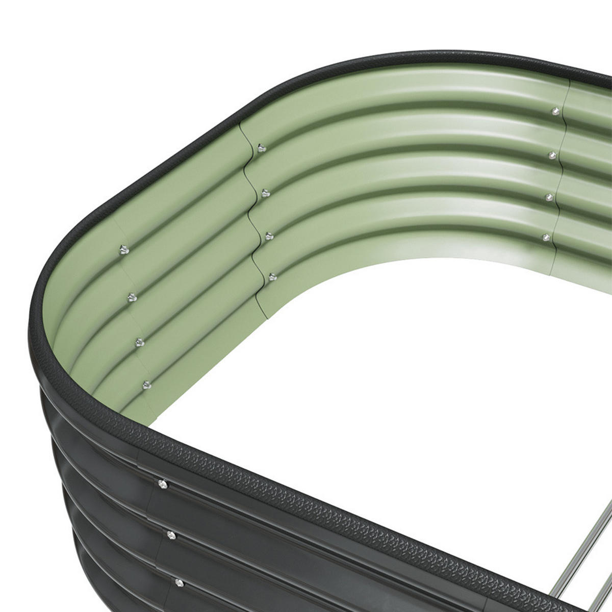 HOCHBEET-PFLANZKASTEN mit Pflanzenstütze aus verzinktem Stahl in Anthrazit Oval Garten Balkon 160 × 80 × 30 cm 6,5 kg - Silberfarben, Metall (80/30/160cm) - Livingandhome