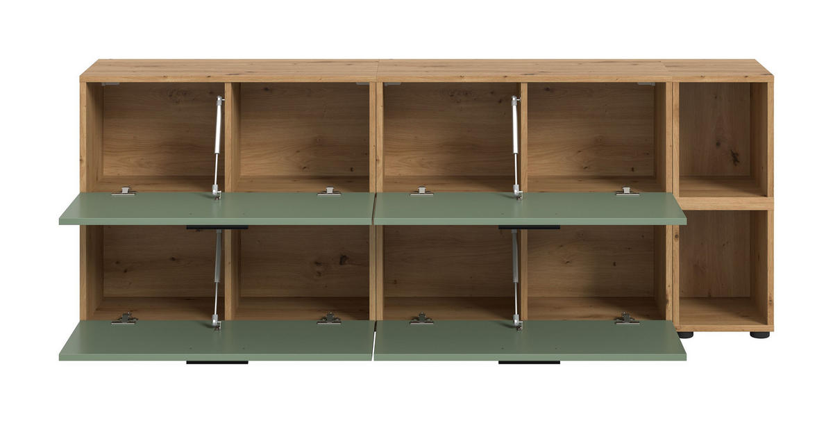 WOHNWAND Primo (B/H/T: ca. 176/67/34 cm) in Artisan Oak /Smoke Green - Eiche Artisan, Holzwerkstoff (176/67/34cm)