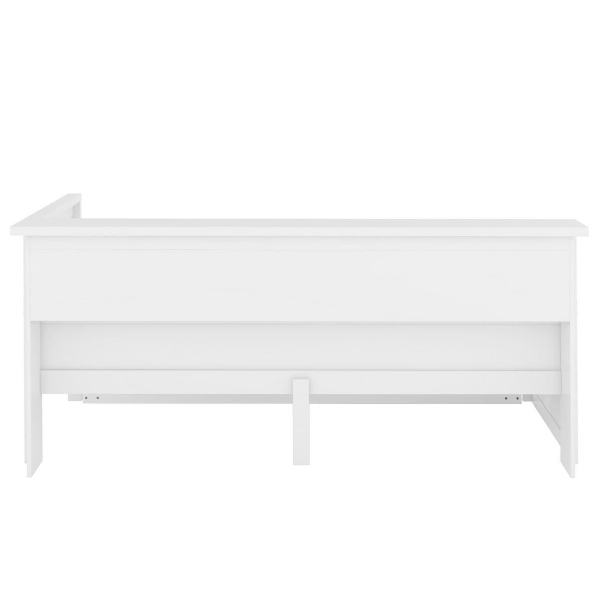 POLSTERBETT aus Spanplatte und MDF 90x200 cm in Weiß mit LED & Ausziehbett - Weiß, Holzwerkstoff (90/200cm) - Modfu