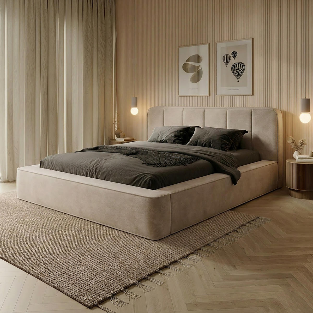 POLSTERBETT BEJO 160x200 cm, Creme - Creme, Textil (200/160cm) - Fedve