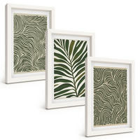 BILDER SET 3er Set - 20x30 cm Weißer Rahmen - Blattmuster wellenförmige Formen - Weiß, Kunststoff (20/30cm) - TULUP