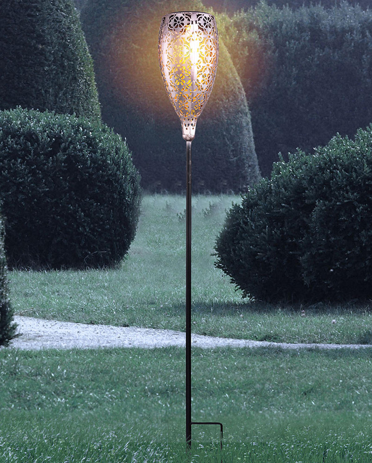 LED AUSSENLEUCHTE Solar Grau Gold - Grau, Metall (11/11/90cm) - Globo Lighting