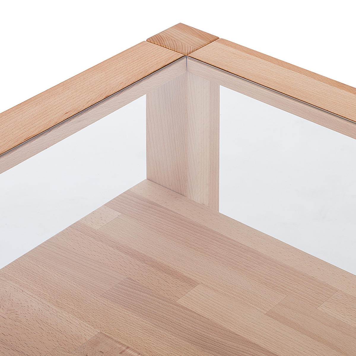 COUCHTISCH - Kernbuche massiv - geölt - Kernbuche, Glas/Holz (70/70/38cm) - home24