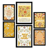 POSTER Set Mit 6 Drucken Der Selbstversorgung In Der Brillanten Groovy Dekorative Rahmen Für Ihr Zuhause Wandkunstdruck A3 & A4 Schwarzer Rahmen - Schwarz, Papier (29/3cm) - Nacnic