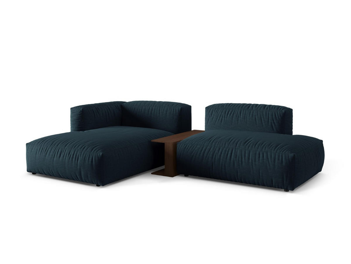 ECKSOFA modular links Martina aus strukturiertem Stoff jeansblau 2 Sitzplätze - Blau, Textil (176/285cm) - Micadoni