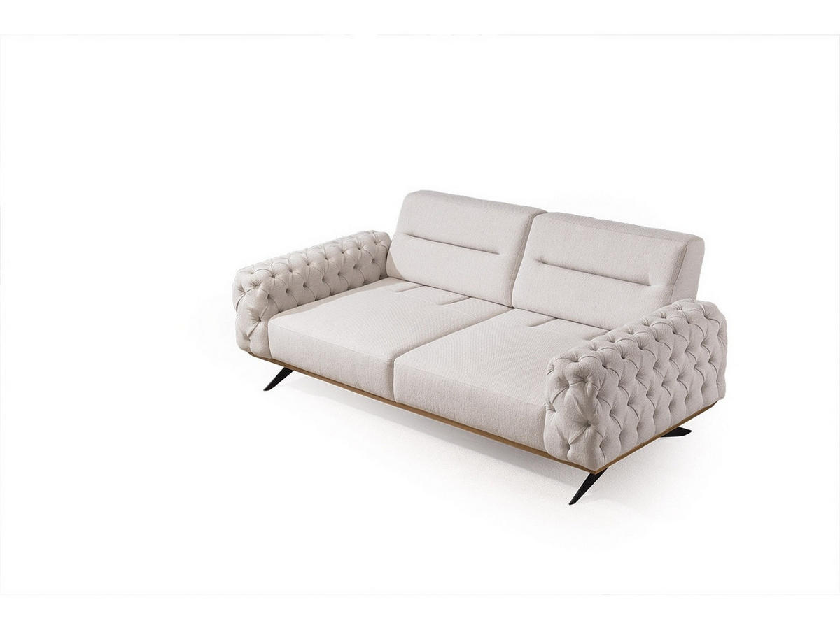 SOFA Havana 3-Sitzer Webstoff Creme - Beige, Textil/Metall (235/87/95cm) - Villa Möbel