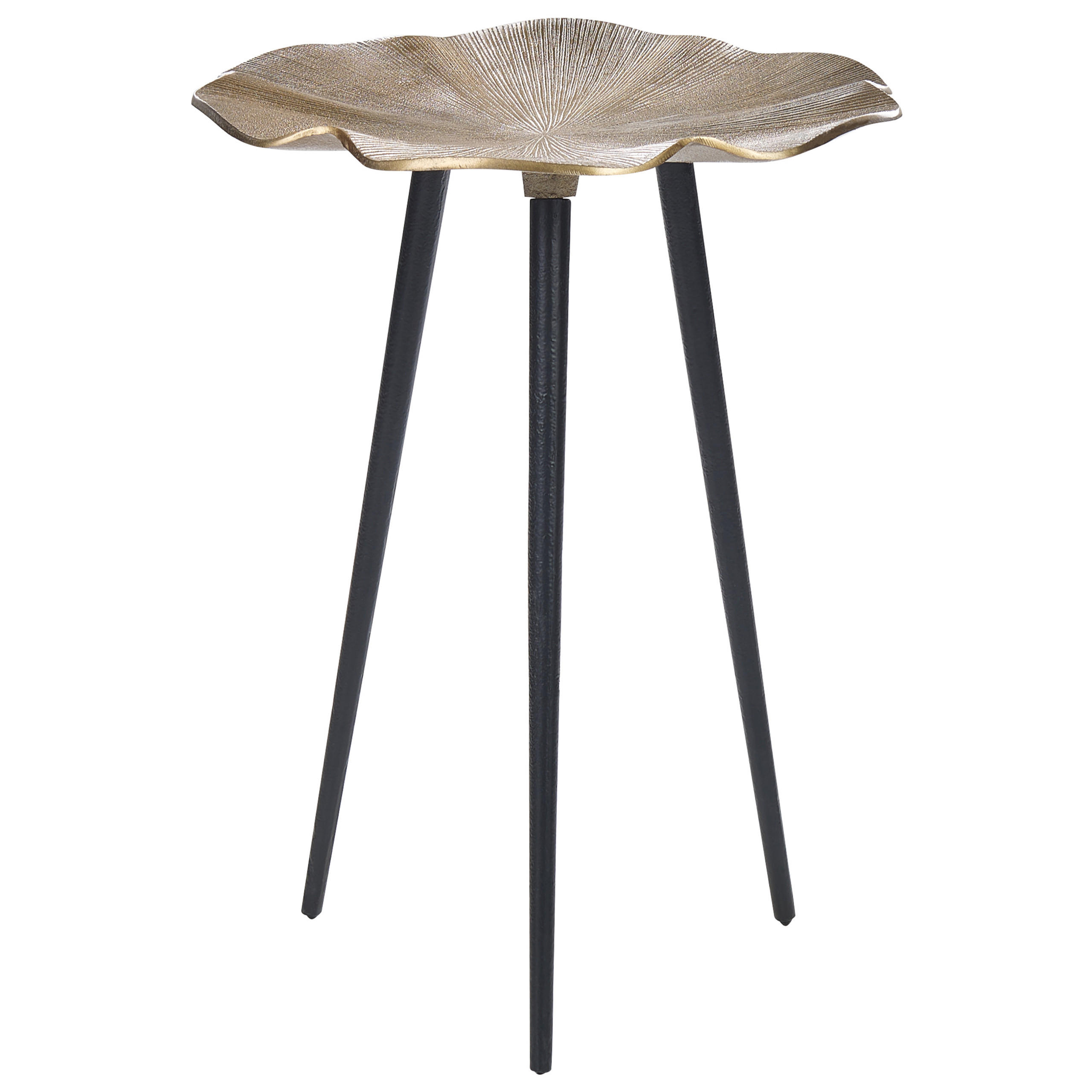 BEISTELLTISCH gold/schwarz Blattform 37 cm Pudur - Goldfarben/Schwarz, Metall (37/37/49cm) - Beliani