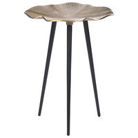 BEISTELLTISCH gold/schwarz Blattform 37 cm Pudur - Goldfarben/Schwarz, Metall (37/37/49cm) - Beliani