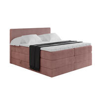 BOXSPRINGBETT mit Matratze H3|H4 und Lattenrost - TOLO KING 200x200 Cord - Hellrosa - Hellrosa, Holzwerkstoff (200/200cm) - ALTDECOR