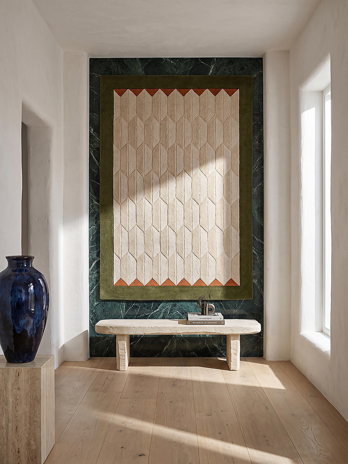 WOLLTEPPICH handgetuftet DARENT, Wabenmuster, Erdtöne-Grün, 200 x 290 cm - Grün, Textil (200/290cm) - KADIMA DESIGN