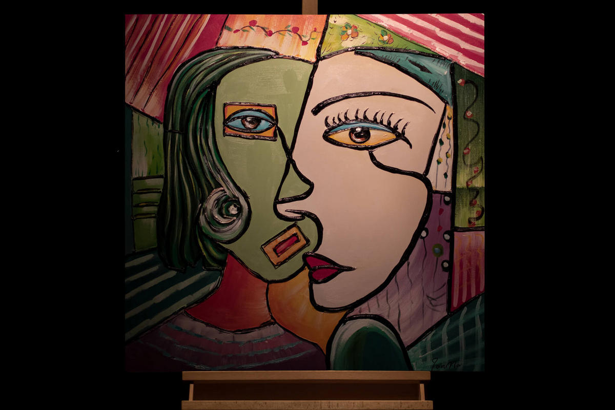 RUČNE MAĽOVANÝ AKRYLOVÝ OBRAZ 80/80 cm, viacfarebný, abstraktný dekoratívny motív - viacfarebná, drevo/textil (80/80cm) - KUNSTLOFT