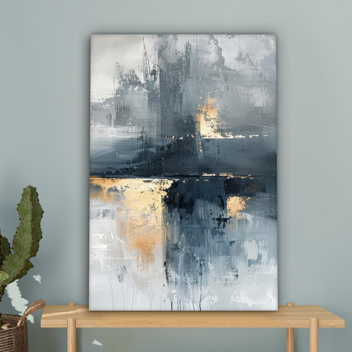 LEINWANDBILD Kunst - Grau - Gold - Abstrakt 60x90 cm - Dunkelgrau, Textil (60/90cm) - MuchoWow