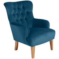 SESSEL Kaiya Bezug Samtvelours Buche natur / petrol - Blau, Kunststoff (82/97/71cm) - 58aufmkessel