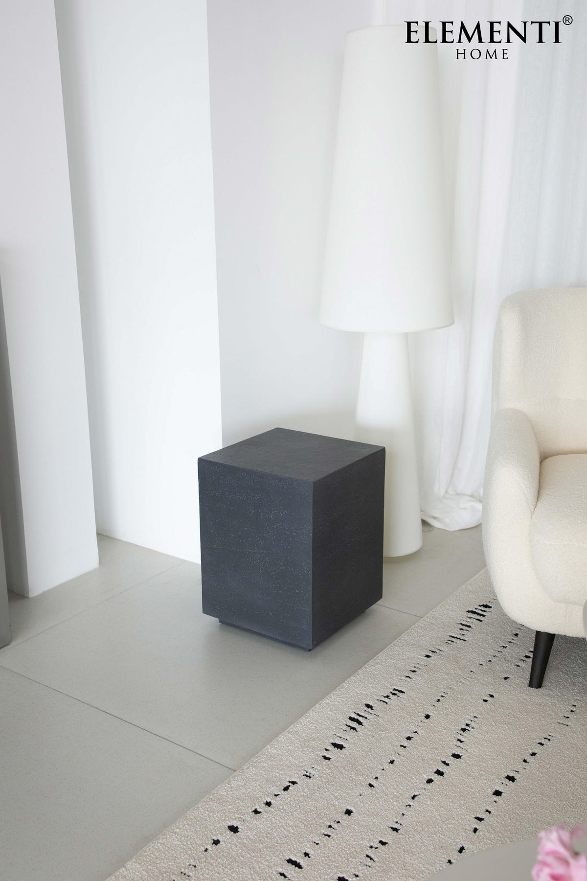 BEISTELLTISCH TEVERE aus GF-Beton, Wetterbeständig, 35x35x46 cm - Dunkelgrau, Naturmaterialien (35/35/46cm) - Elementi