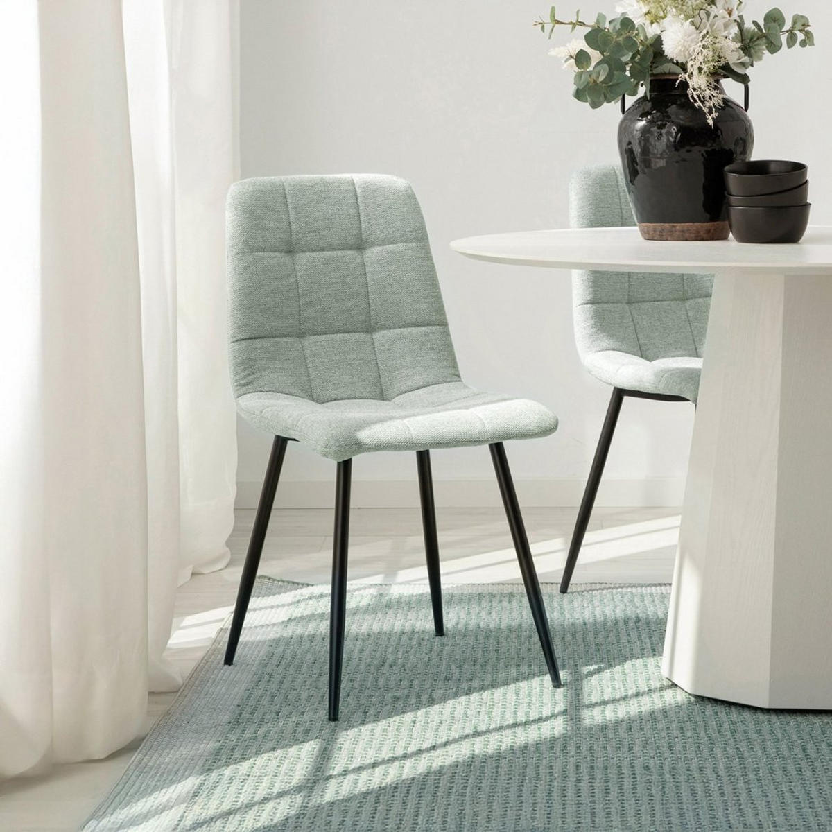 ESSZIMMERSTUHL Ailan Grün 43 cm x 88 cm 4er-Set - Grün, Textil (43/88/56cm) - Klast Home