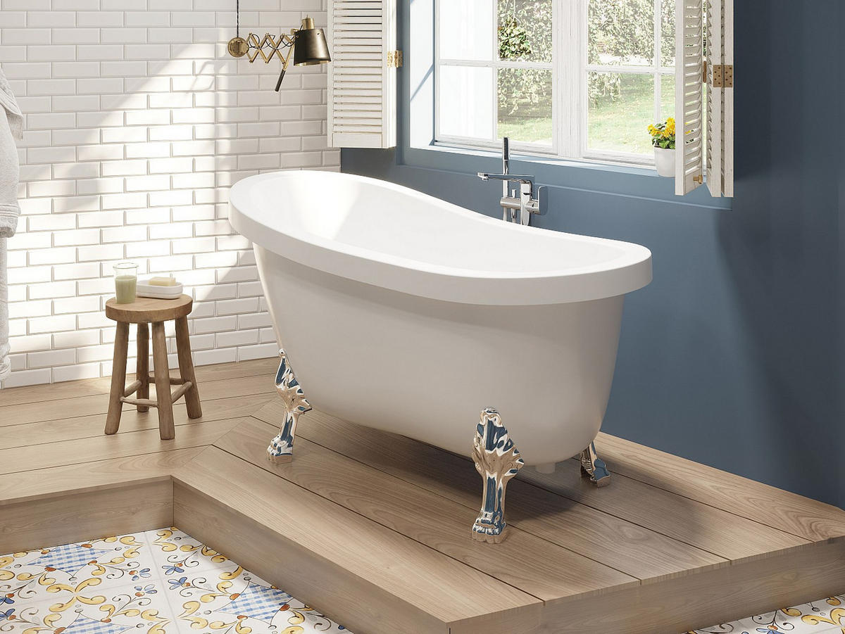 FREISTEHENDE Badewanne mit Füßen - 1 Person - Acryl - Weiß - Weiß, Kunststoff (145/77/74cm) - Vente-Unique