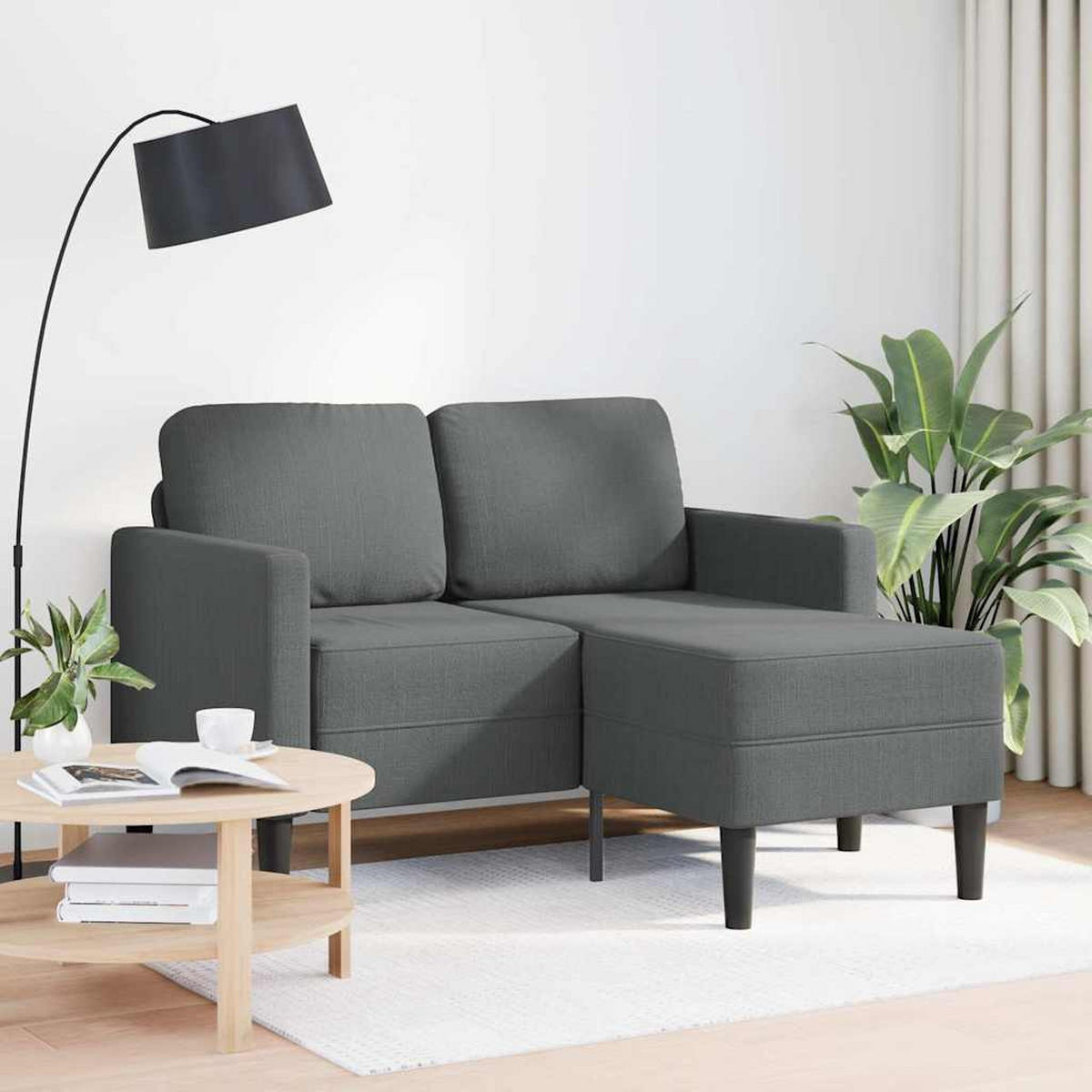 2-SITZER-SOFA Mit Chaiselongue L-Förmig Dunkelgrau 125 Cm Stoff - Grau, Textil (118/85/125cm) - vidaXL