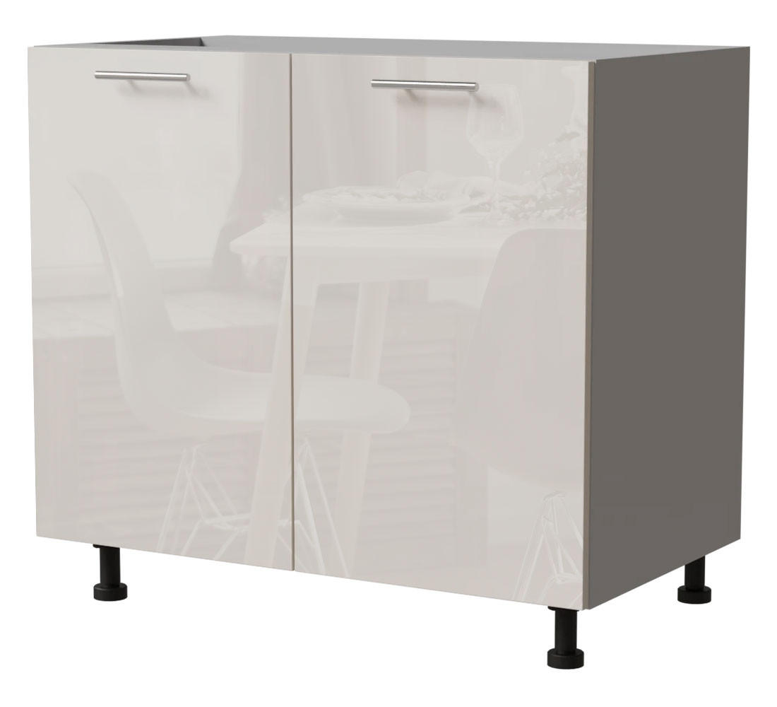 KÜCHENUNTERSCHRANK Brerra D11/90 Korpus grau / Front RAL 9001 cremeweiß Hochglanz 90 / 50 / 82 cm - Creme/Grau, Holz/Holzwerkstoff (90/82/50cm) - Feldmann-Wohnen