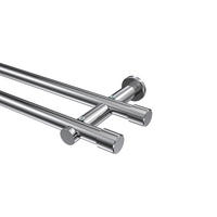 GARDINENSTANGEN-SET Platon Santo 120 cm, 2-läufig (ohne Ringe), 20 mm Ø Chrom - Chromfarben, Metall (120cm) - INTERDECO