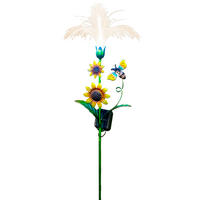 LED-SOLAR-GARTENSTECKER - Sonnenblume mit Fiber-Beleuchtung und Dämmerungssensor für stilvolle Garten-Dekoration, 1er-Set - Weiß, Kunststoff (5/28/93cm) - Northpoint