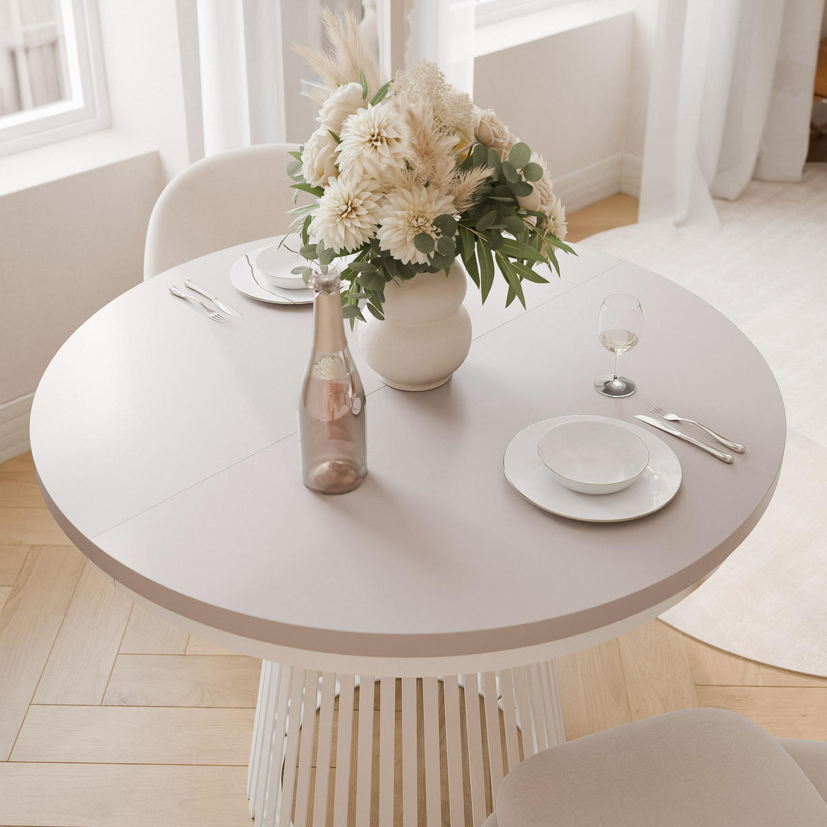 AUSZIEHTISCH AUREA 100-180/75 cm, Weiß / Kaschmir - Kaschmir/Weiß, Holzwerkstoff/Metall (100/100/75cm) - Idohome