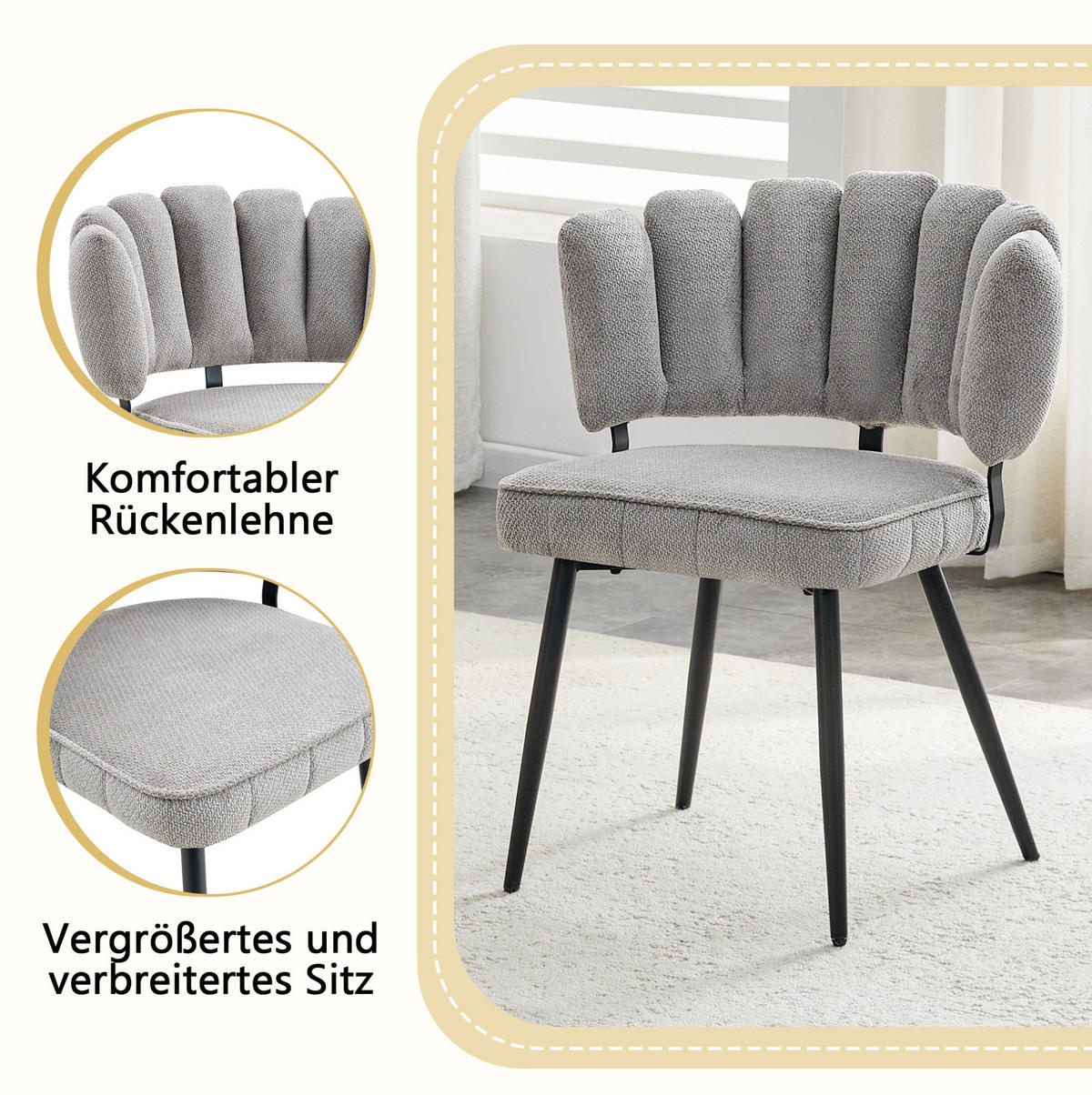 ESSZIMMERSET 5-tlg. rund 107 cm Schwarz Grau - Schwarz, Metall (107/75/107cm) - Meubliv