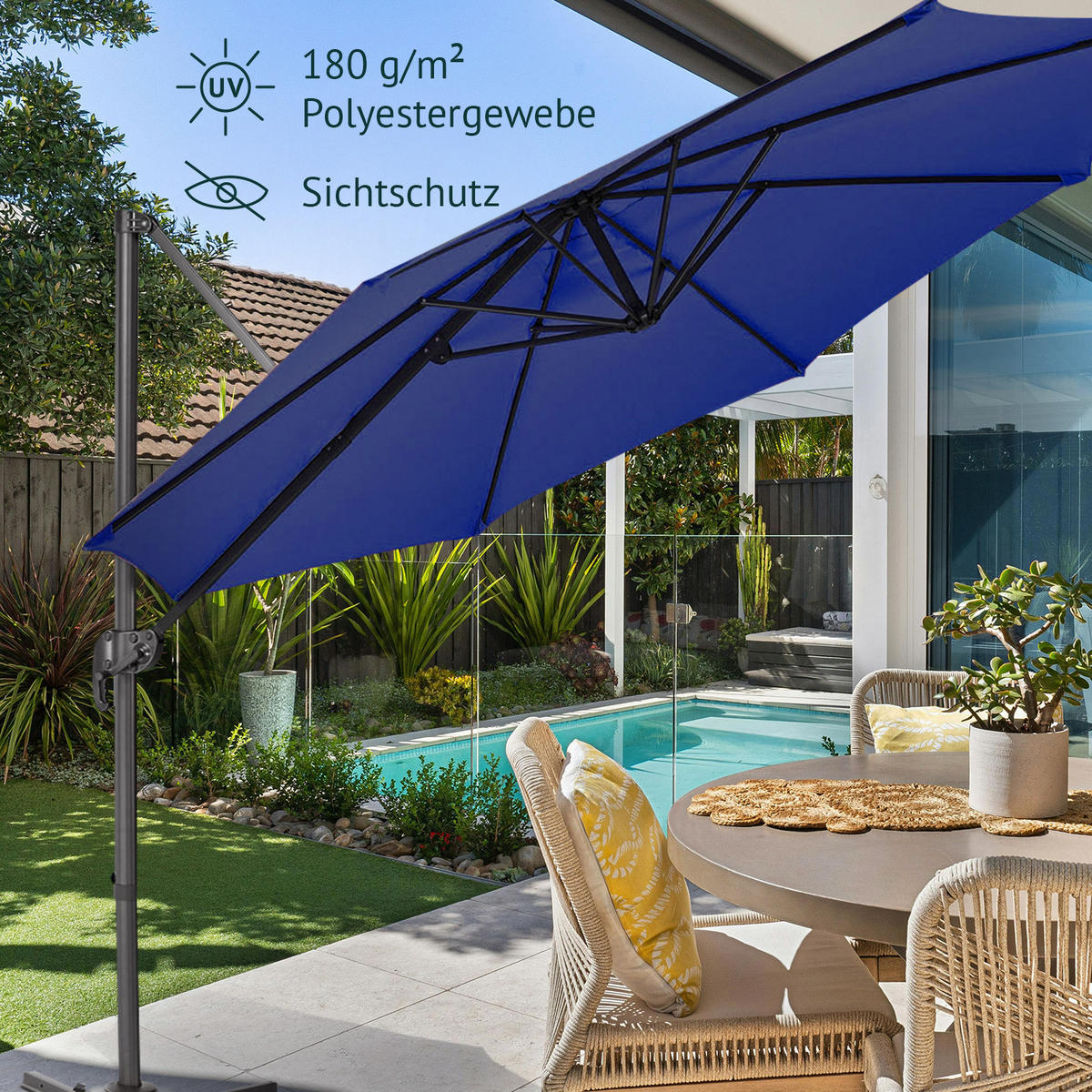 AMPELSCHIRM Blau - Blau, Textil (290/290cm) - SVITA